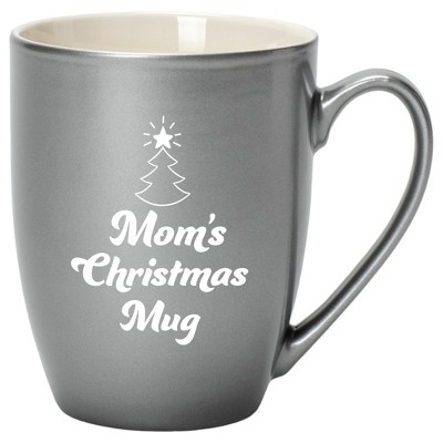 Elanze Designs Mom's Christmas Mug Grey 10 ounce New Bone China Coffee Cup Mug
