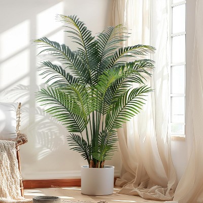MaseiKar Artificial Tropical Palm Plant - 5 Ft Artificial Tree with Plastic Pot for Office and Home Decor, Tall Faux Plants for Indoors and Outdoors