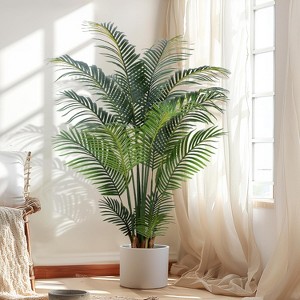 MaseiKar Artificial Tropical Palm Plant - 5 Ft Artificial Tree with Plastic Pot for Office and Home Decor, Tall Faux Plants for Indoors and Outdoors - 1 of 4