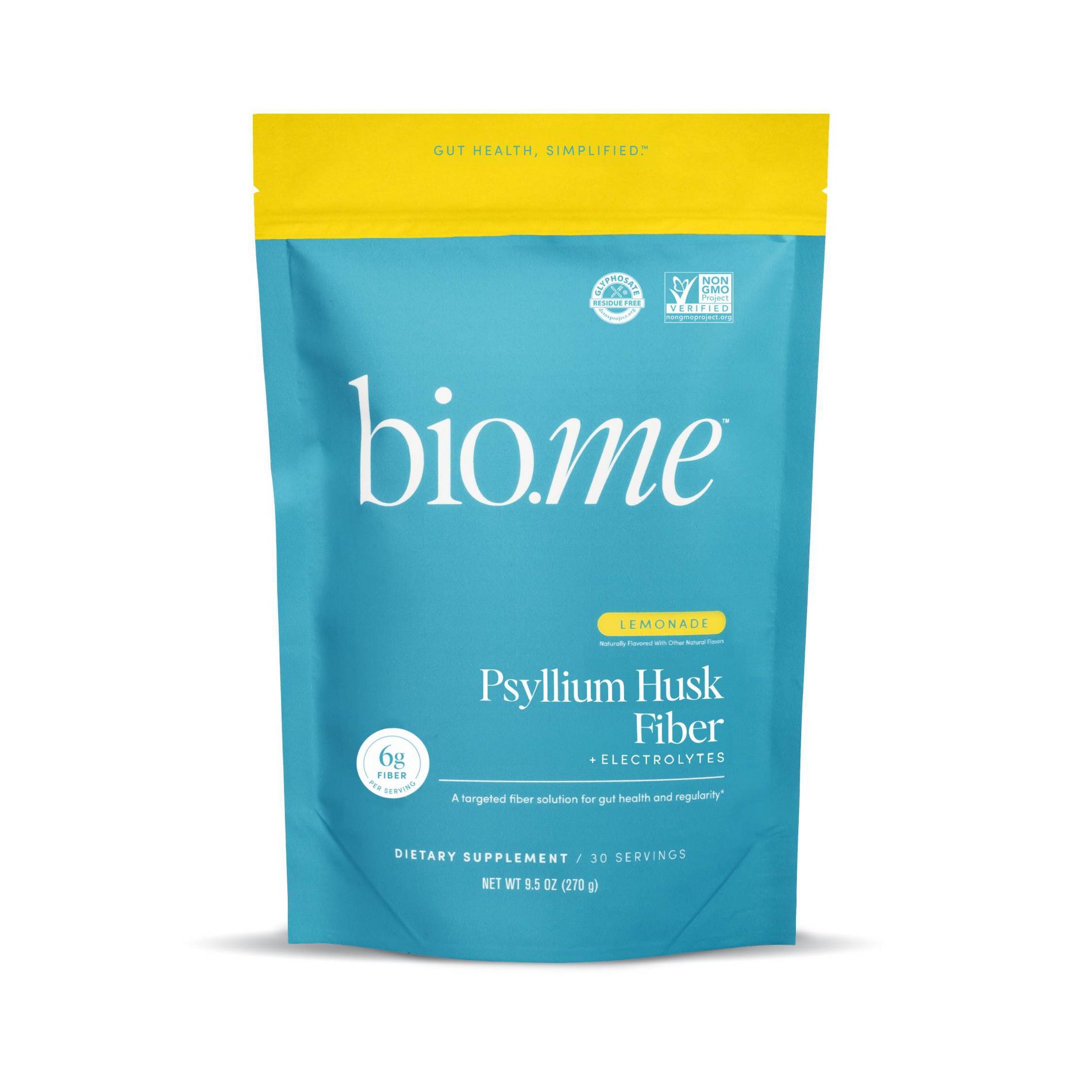 Bio.me Psyllium Husk Fiber + Electrolytes Fiber Supplement Powder - Lemonade - 9.5oz