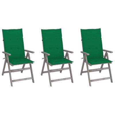 vidaXL Garden Chair Set of 3 Grey wash Solid Acacia wood Standard