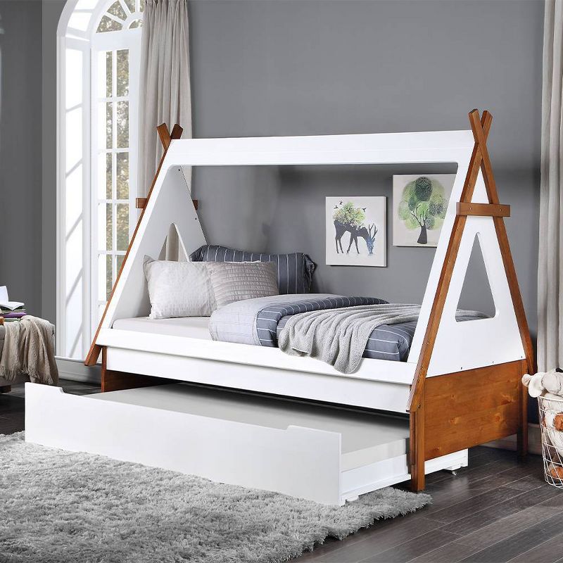 82&#34;Twin Bed Loreen Bed Oak White Finish - Acme Furniture, 1 of 7