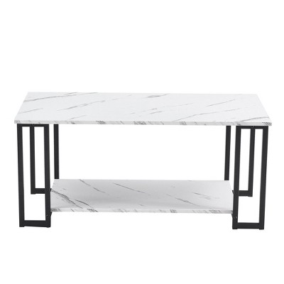 NicBex Modern 39.37" Rectangle Coffee Table with 2 Layers Shelves for Living Room and Bedroom