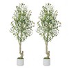 Whizmax Curved Artificial Olive Trees, Tall Faux Plant White Planter, Fake Olive Trees with Natural Wood Trunk for Home Office Decor - 2 of 4