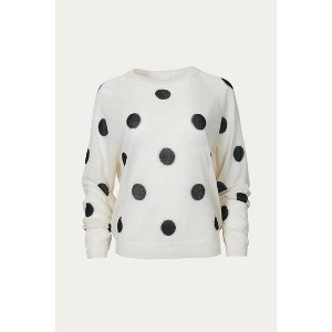 Women's POLKA-DOT INTARSIA KNIT TOP - ENDLESS BLU. - 1 of 4