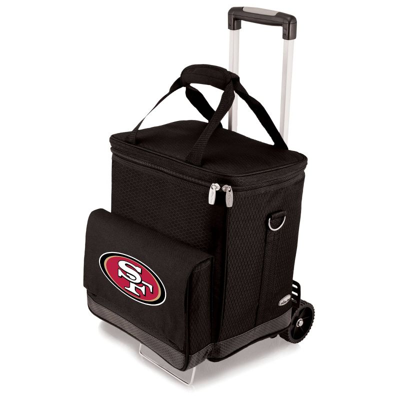 NFL San Francisco 49ers Cellar Six Bottle Wine Carrier and Cooler Tote with Trolley, 1 of 5