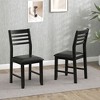 Tangkula Wooden Dining Chair Set of 2 Kitchen Side Chairs w/ Rubber Wood Frame Ladder Back Black - 2 of 4