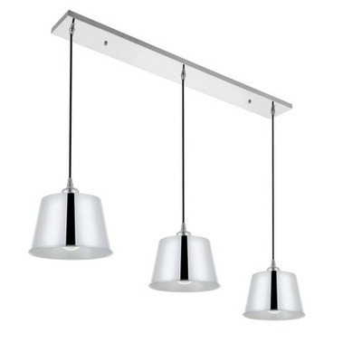 Modern Chrome 3-Light Pendant Lamp with Drum Shades