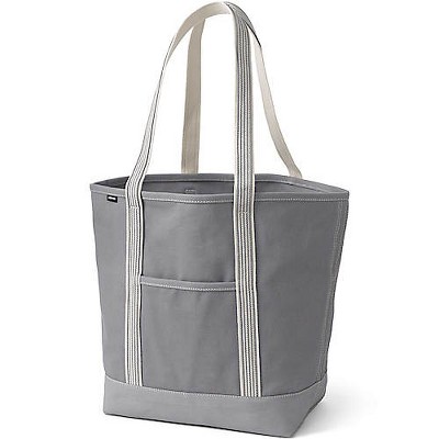 Lands' End Open Top Long Handle Canvas Tote Bag