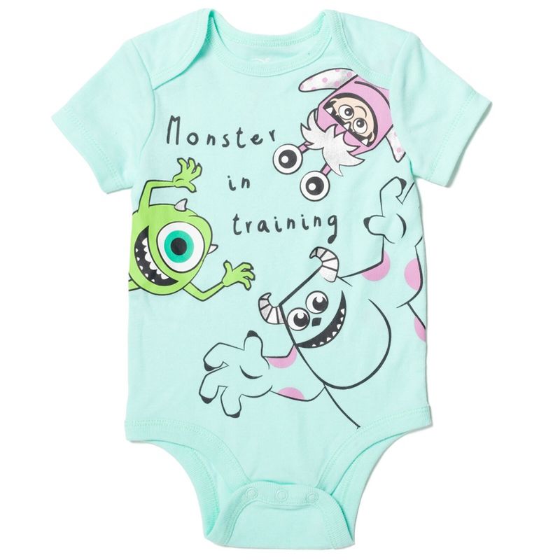 Disney Pixar Monsters Inc. Sulley Boo Mike Wazowski Baby Bodysuit Pants and Hat 3 Piece Outfit Set Newborn to Infant , 3 of 8