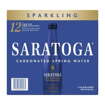 Saratoga Sparkling Spring Water Bottles - 12 Pack/12 Oz Glass Bottles