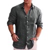 COOFANDY Men's Casual Button Down Shirt Long Sleeve Linen Chambray Shirt - 2 of 4
