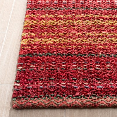 Red and Gold Hand-Knotted Jute Area Rug 3' x 5'