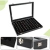 100-Slot Ring Display Case with Transparent Lid, Professional Jewelry Showcase Box for Rings and Stud Earrings, Black - 3 of 4