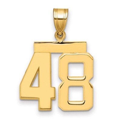 Black Bow Jewelry 14k Yellow Gold, Athletic Collection Medium Polished Number 48 Pendant