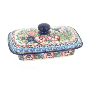 Blue Rose Polish Pottery 294 Ceramika Artystyczna Butter Dish - 1 of 2