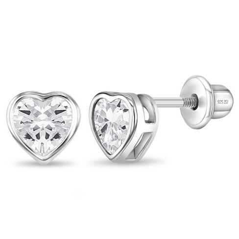 Baby Girls' Tiny Cz Heart Screw Back 14k Gold Earrings - Clear - In Season  Jewelry : Target