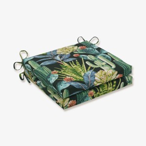 Hatters Floral 2pc Outdoor Seat Cushion Set Black - Pillow Perfect - 1 of 4
