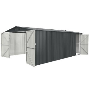 Outdoor Storage Shed, Metal Garden Shed Backyard with 2 Doors and 4 Vents for Car,Truck,Bike, Garbage Can,Tool,Lawnmower - 1 of 4
