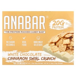 The Anabar The Protein-Packed Candy Bar®, White Chocolate Cinnamon Swirl Crunch, 12 Bars, 2.29 oz (65 g) Each - 1 of 4