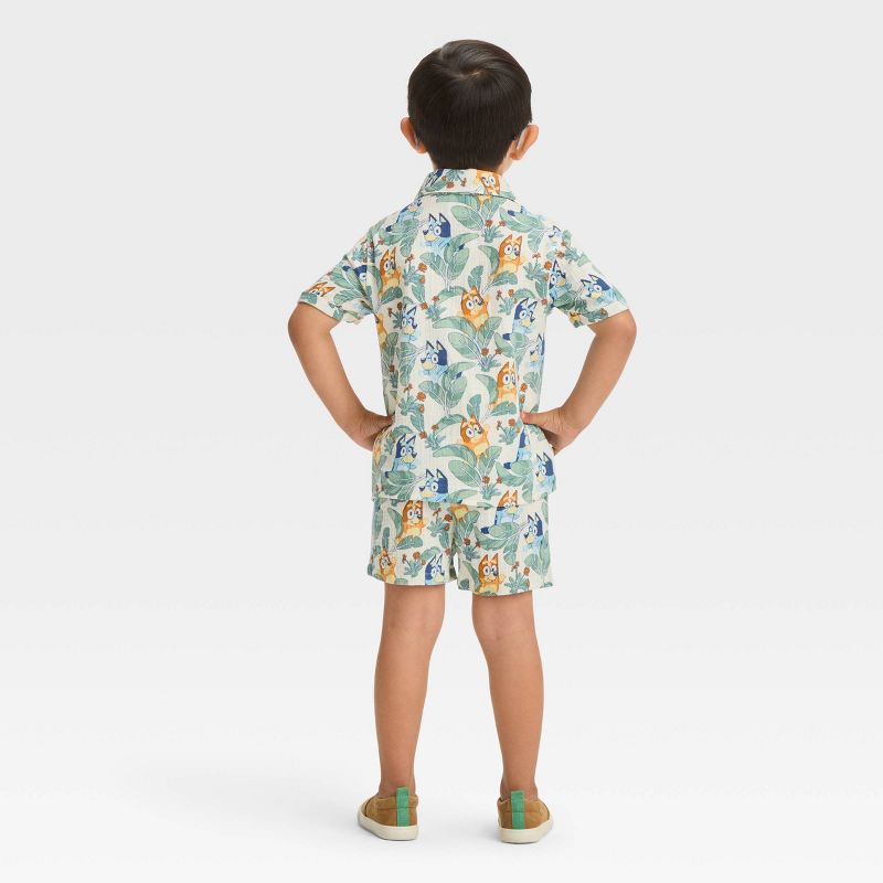 Toddler Boys' Bluey Tropical Printed Top and Shorts Set - Off-White, 2 of 7