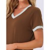 cheibear Women's V Neck Short Sleeves with Pockets Slit Long Nightgown - 4 of 4