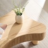 42.5" Modern Irregular Drum Coffee Table – Wood Pedestal Base Table with Grain MDF Top for Living Room or Bedroom - 4 of 4