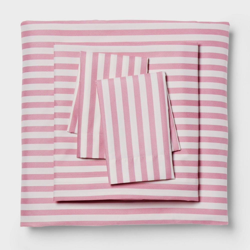 Photos - Bed Linen Twin/Twin XL Microfiber Sheet Set Pink Stripe - Room Essentials™