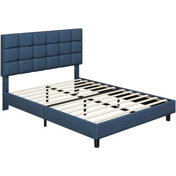 Yaheetech Upholstered Platform Bed Frame with Tufted Height Adjustable Headboard