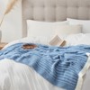 Snuggle Sac Reversible Knit Throw Blanket Soft Ribbed Textured Blanket for All Seasons - 3 of 4