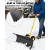 Snow Pusher with Wheels, Heavy Duty Steel Blade, Adjustable Angle & Height Handle for Effortless Driveway Snow Removal - 4 of 4