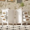 PAGED Night Stand Set 2 Rattan Bedside Table Modern Wooden Nightstand with 3 Storage Drawers for Bedroom, White - 2 of 4