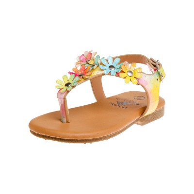 Beverly Hills Polo Club Girls Thong Sandal With Multi Flower Accents ...