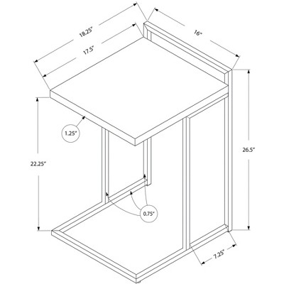 Gray Cement and Chrome Metal C-Shaped Accent Table