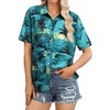 Nlife Womens Button Down Hawaiian Shirts Short Sleeve Floral Print Summer V Neck T-Shirt Casual Summer Beach Blouses Tops - 2 of 4