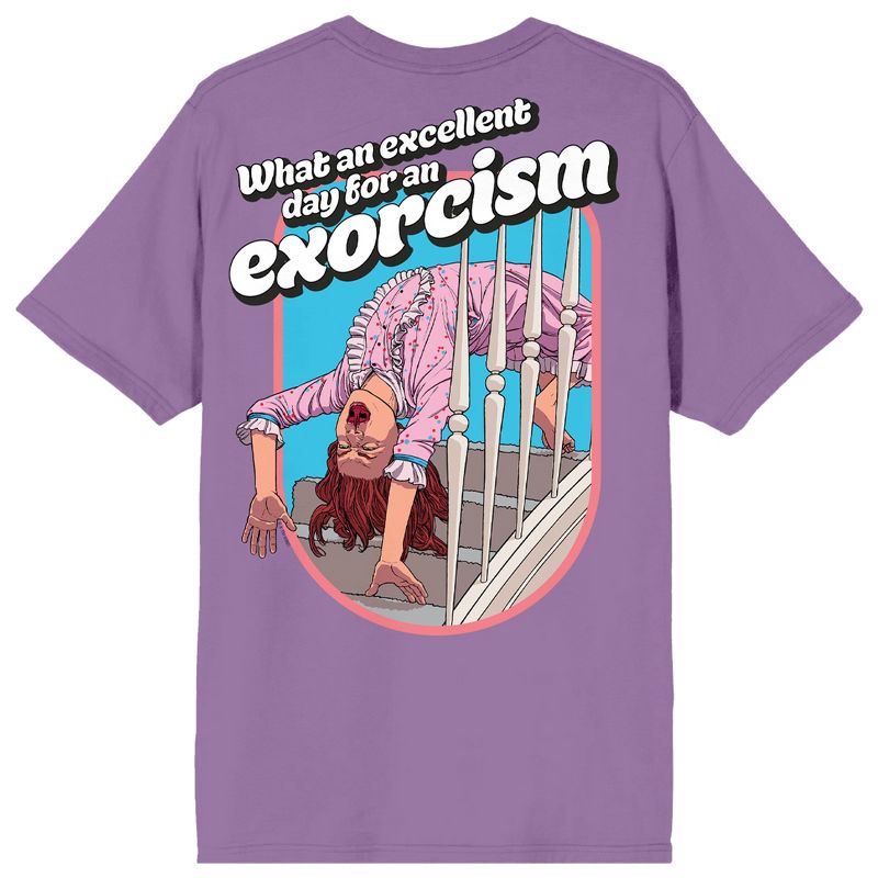 The Exorcist What An Excellent Day For An Exorcism Crew Neck Short Sleeve Lavender Men's T-shirt, 3 of 5