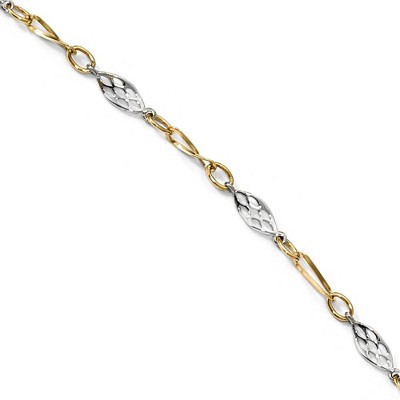 Black Bow Jewelry 14k Two Tone Gold 3mm Polished Twisted Link Anklet, 9-10 Inch