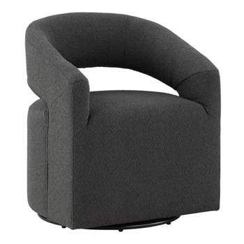 HOMES: Inside + Out Stormherald Modern Boucle Upholstered Swivel Barrel Chair with Open Back