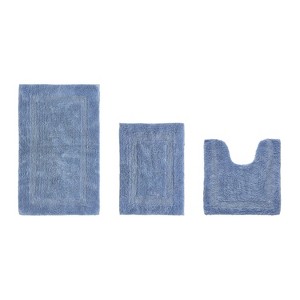 Lux Premium 100% Cotton  Ultra-Soft Tufted Solid Reversible 3 Piece Bath Rug Set, Water-Absorbent, Durable, Machine Washable Bathroom Rug - 1 of 4