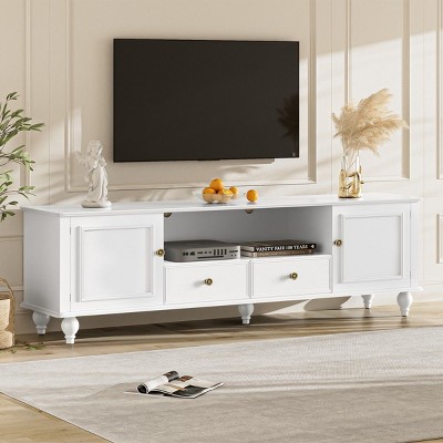 Modern MDF Wood TV Stand for Living Room,TV Stand with Storage Drawers and Open Shelves,Minimalist TV Stand for Entertainment Center-Coolbibila