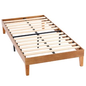 ELJGET Solid Wood Bed Frame Twin, Noise-Free Wooden Slat Support, No Box Spring Needed, Sturdy Platform Bed - 1 of 4