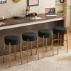 30" Tall, Round High Bar Stools, Set of 2 - Contemporary upholstered dining stools for kitchens,Black+Golden - 4 of 4