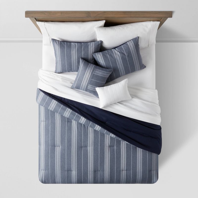 5pc Reversible Heathered Herringbone Stripe Comforter Set - Threshold™, 3 of 11