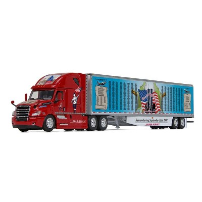 1/64 Red Freightliner 2018 Cascadia Sleeper With Utility Trailer, Rolling Memorial 2021, DCP By First Gear 60-1019