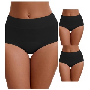 INSPIRE CHIC 3 Packs Leak Proof Briefs for Women's Cotton High Waist Elastic Waistband Period Underwear - 1 of 4
