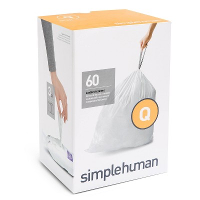 simplehuman 50-65L 60ct Code Q Custom Fit Trash Bags Liner White