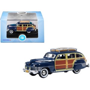 1942 Chrysler Town & Country Woody Wagon South Sea Blue w/Wood Panels & Rack 1/87 (HO) Scale Diecast Model Car by Oxford Diecast - 1 of 3