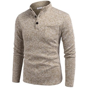 COOFANDY Men's Casual Henley Pullover Thermal Fleece Slim Fit Sweater - 1 of 4