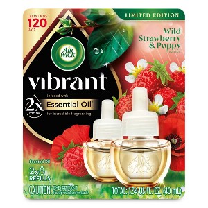 Air Wick Vibrant Scented Oil Air Freshener Refills - Wild Strawberry & Poppy - 0.67 fl oz/2ct - 1 of 4