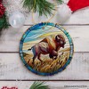 Great Plains Bison Stained Glass Themed Ceramic Ornament, Nature of the American Wild West| OrnamentallyYou - 4 of 4